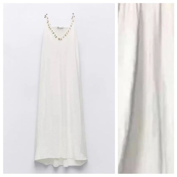 Zara limited edition crochet with shell pattern cotton boho dress - Picture 6 of 9